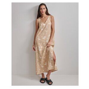 DKNY Pure Wave Print Linen Maxi Dress In Sandalwood | XS